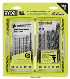 RYOBI 15 pz. Punte da trapano con codolo esagonale in ossido nero Accessori 06V0D784