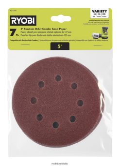 RYOBI 7 pz. 5 fogli di carta vetrata per levigatrice orbitale casuale Accessori 06V0D767