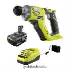 RYOBI Kit martello perforatore 18v one+ 1/2 sds-plus con (1) batteria da 4,0 ah e caricabatterie utensili elettrici 06V0D38